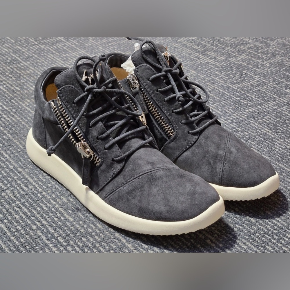 Giuseppe Zanotti Dark Gray Zip Sneakers with White Soles 8.5
